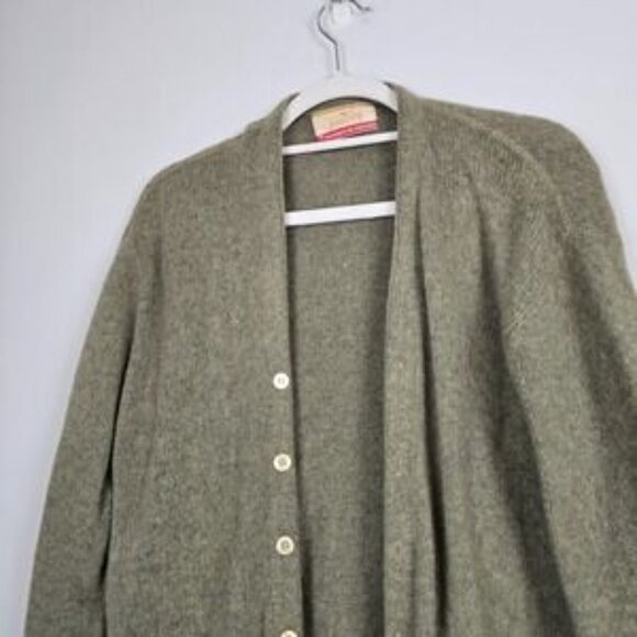 Vintage Jantzen Cardigan Sweater M Green Wool Blend USA Made Sportswear 50s 60s - Picture 6 of 9